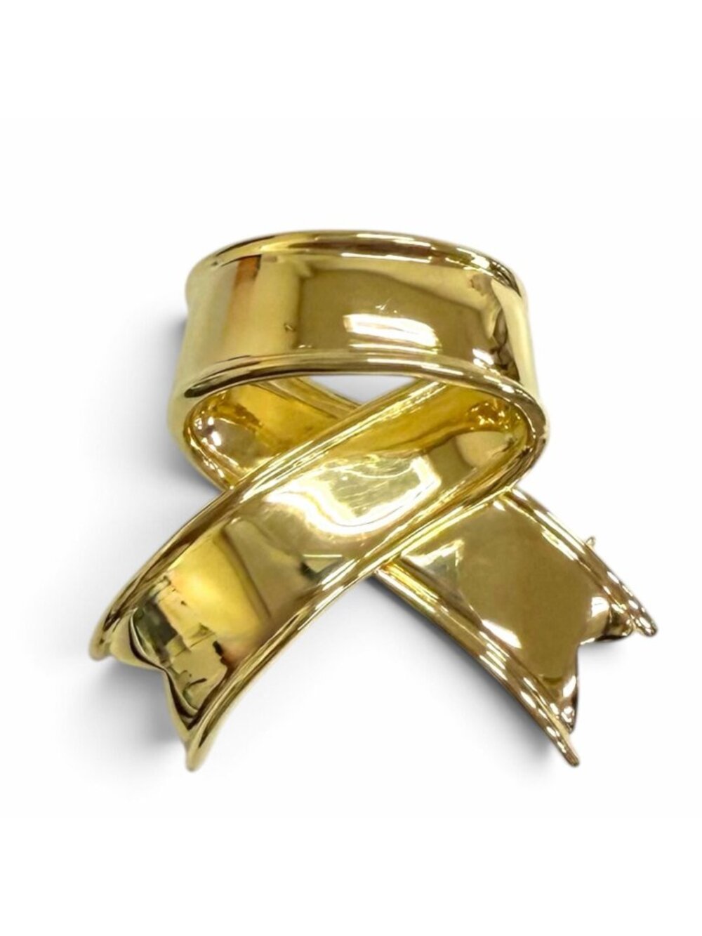 Tiffany & Co Vintage 18k Ribbon Brooch Badge Yellow Gold